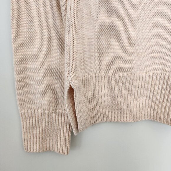 Minimalist 'Merry' Christmas Sweater Cream Red Wool Blend Crew Neck Knit - Picture 5 of 7